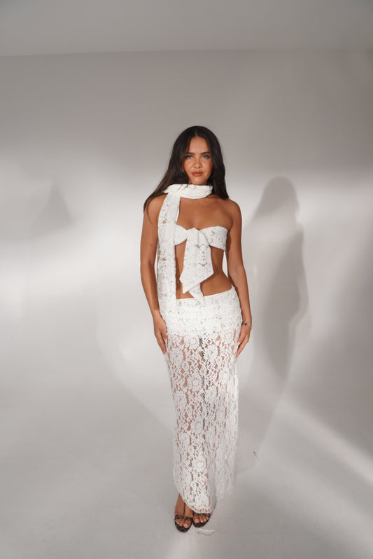 Elle Bandeau & Scarf in White